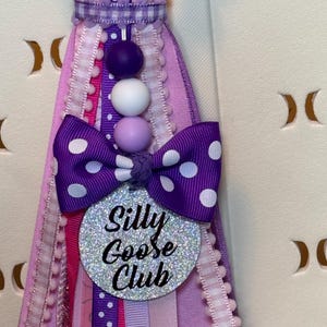 Silicone Beaded - Silly Goose On The Loose Club - Boggs Hurley bag tote purse tassel ribbon charm - Pink - Purple image 3