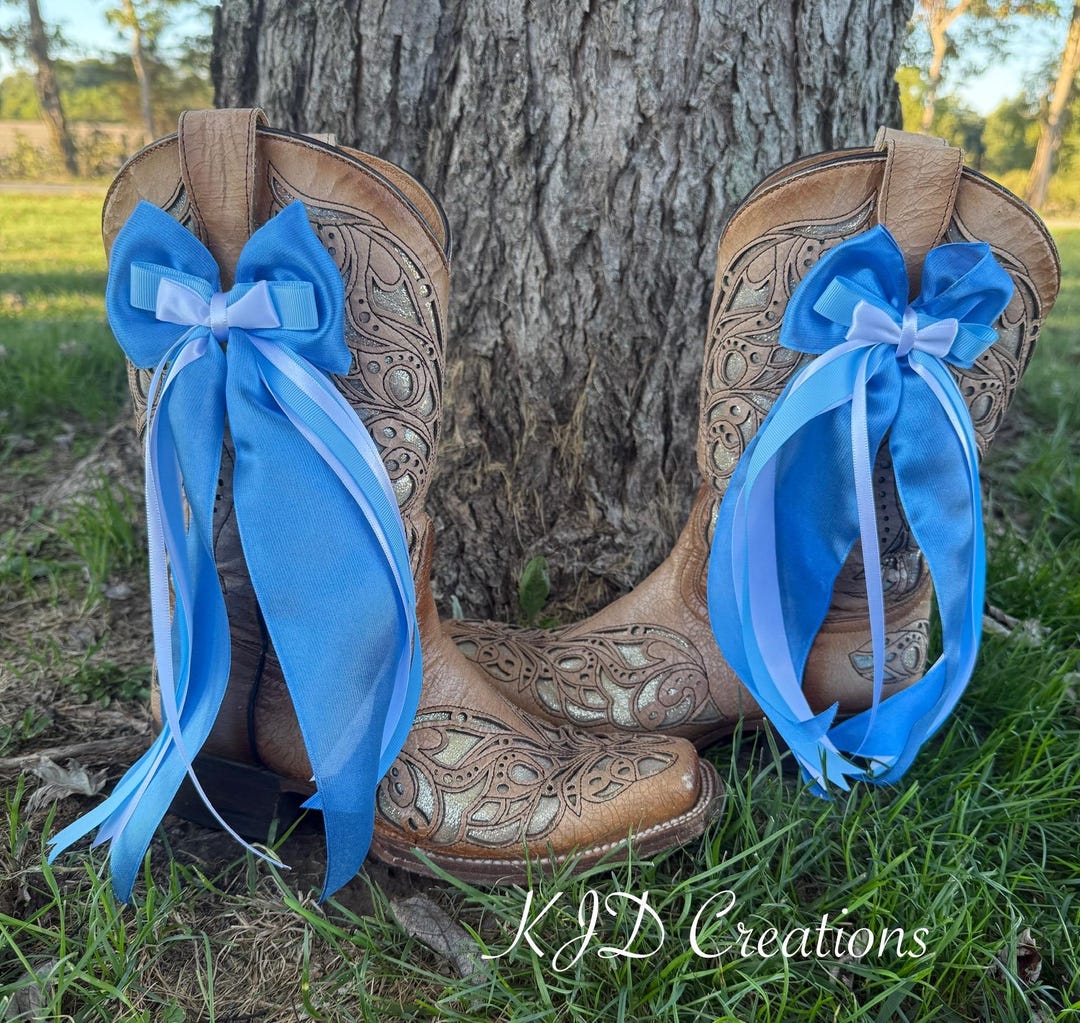 Boot Bows Display Light Blue & White Western Boot Bows: North Carolina Foot Ball Game Day ...