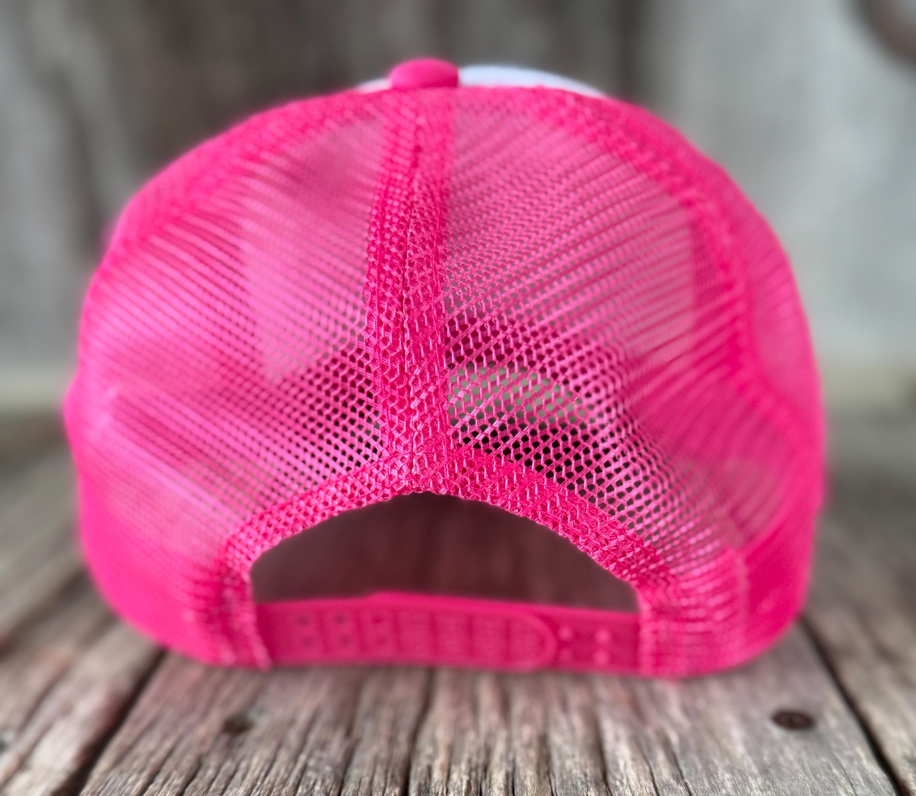Western Pink Giddy up Cowgirl Trucker Hat With Chain  display picture 3