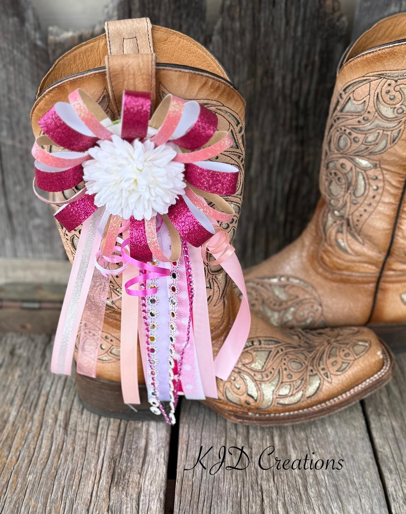 Homecoming Mini Mums - Pink Glitter Ribbons. Trendy Removeable Clip On ...