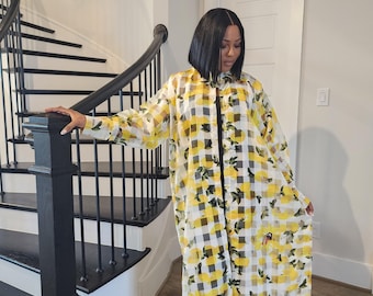 Stylish Shirt Dress/Button Shirt Dress/ Nigerian Style/Organza Dress/ Colorful Poncho/ Fall outfit/Elegant African trendy Shirt Dress