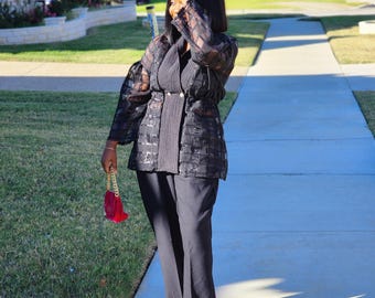 Petite African luxury set Nigerian stylish Jacket and pants two piece set/ Fall outfit/Elegant African trendy outfit set Top and Trouser set