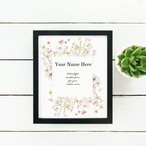 Custom Name Acrostic Poem, Floral Nursery, Bedroom Art, Little Girl Namesake Poem