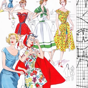 Vintage 50s sewing pattern system •  Summer 1953 • PDF instant download