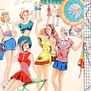 Pdf&#39;s van vintage patroontekensysteem uit de jaren 50 – zomer 1950 – direct downloaden
