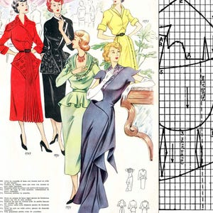 50s sewing pattern system • Spring 1951 • draft 102 vintage outfits  • PDF instant download