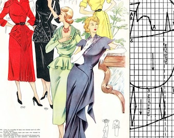 50s sewing pattern system • Spring 1951 • draft 102 vintage outfits  • PDF instant download