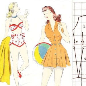 40er Jahre Schnittmuster Streckwerk zum Nähen • Sommer 1948 • PDF Sofort-Download