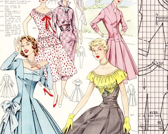 Vintage 50s sewing pattern system • Spring/Summer 1956 • PDF instant download
