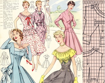 PDFs of vintage 50s pattern drafting system - instant download - Spring/Summer 1956