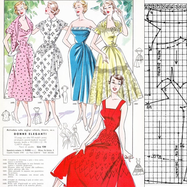 PDFs of vintage 50s pattern drafting system - instant download - Spring 1954