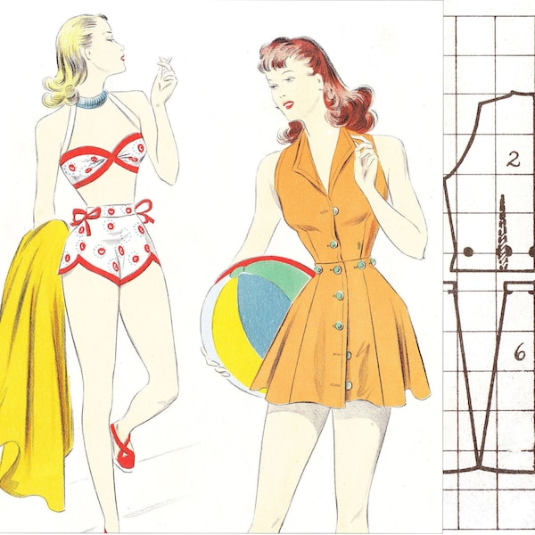 PDFs of 40s pattern drafting system for sewing - Summer 1948 - instant download