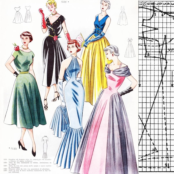 NEW! PDFs of vintage 50s pattern drafting system - instant download - Summer 1951