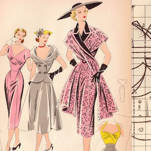 PDFs of vintage 50s sewing pattern system - Summer 1952 - instant download