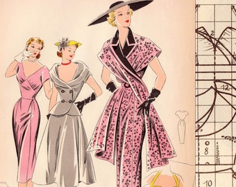 PDFs of vintage 50s sewing pattern system - Summer 1952 - instant download