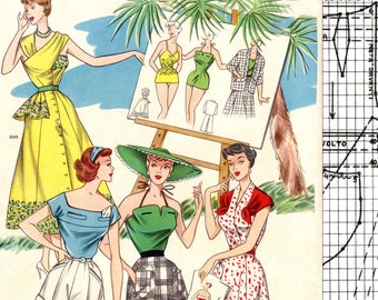 PDFs of vintage 50s pattern drafting system - instant download - Spring/Summer 1953