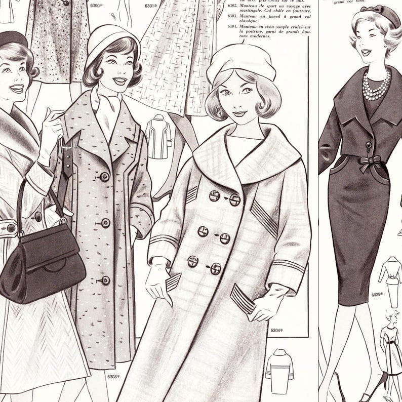 60er Jahre Schnittmuster Zeichenbrett • Winter 1960 • 86 vintage Outfits • PDF Sofort-Download Bild 8