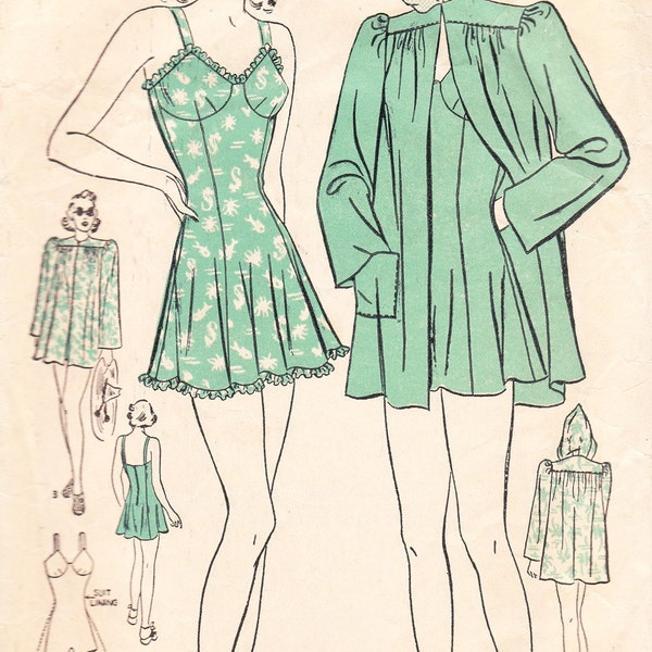 Vintage 1940s bathing suit \/ swimsuit pattern - Advance 2292