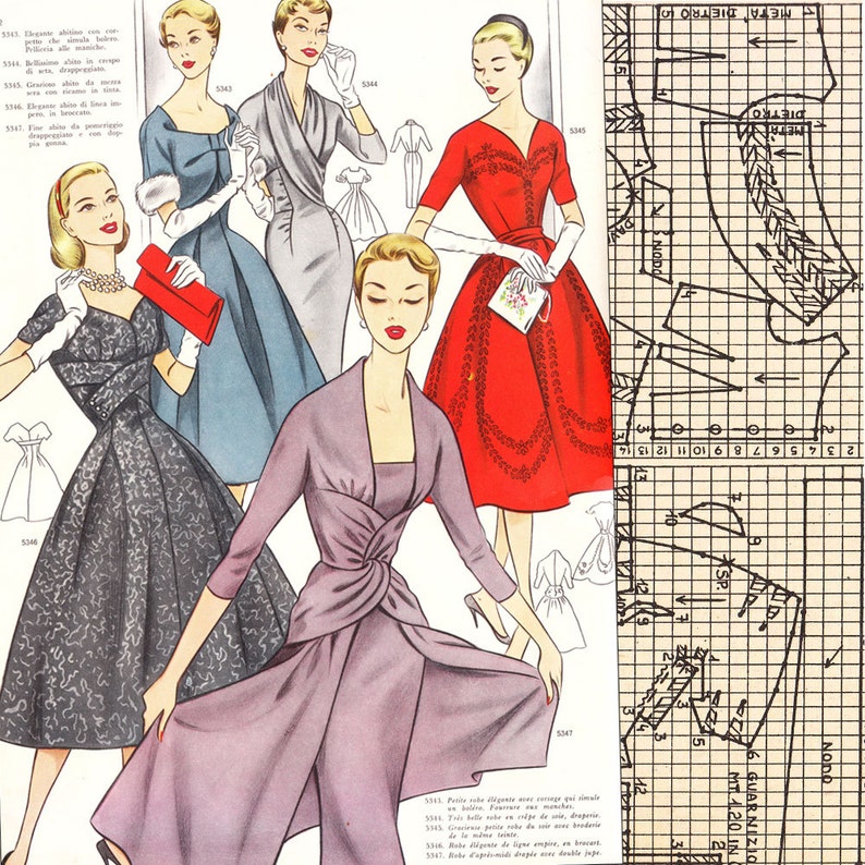 PDFs of vintage 50s pattern drafting system - instant download - Winter 1957 