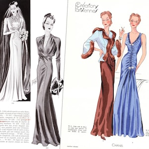 PDF of 30s haute couture designer vintage fashion catalog instant download Creations Parisiennes Winter 1938 image 3