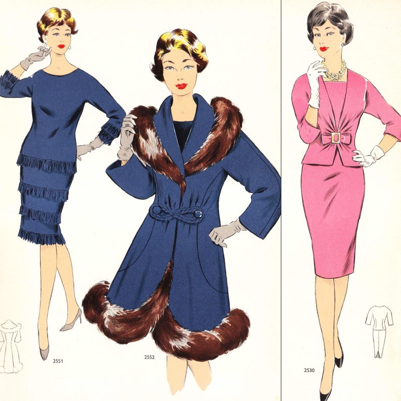 Système de création de patrons de couture hiver 1962 • 54 tenues vintage • Téléchargement instantané au format PDF image 3