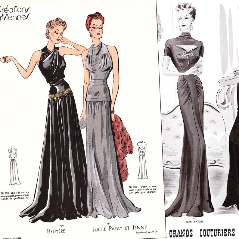 PDF of 30s haute couture designer vintage fashion catalog instant download Creations Parisiennes Winter 1938 image 2
