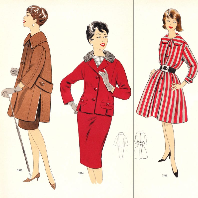 Système de création de patrons de couture hiver 1962 • 54 tenues vintage • Téléchargement instantané au format PDF image 9