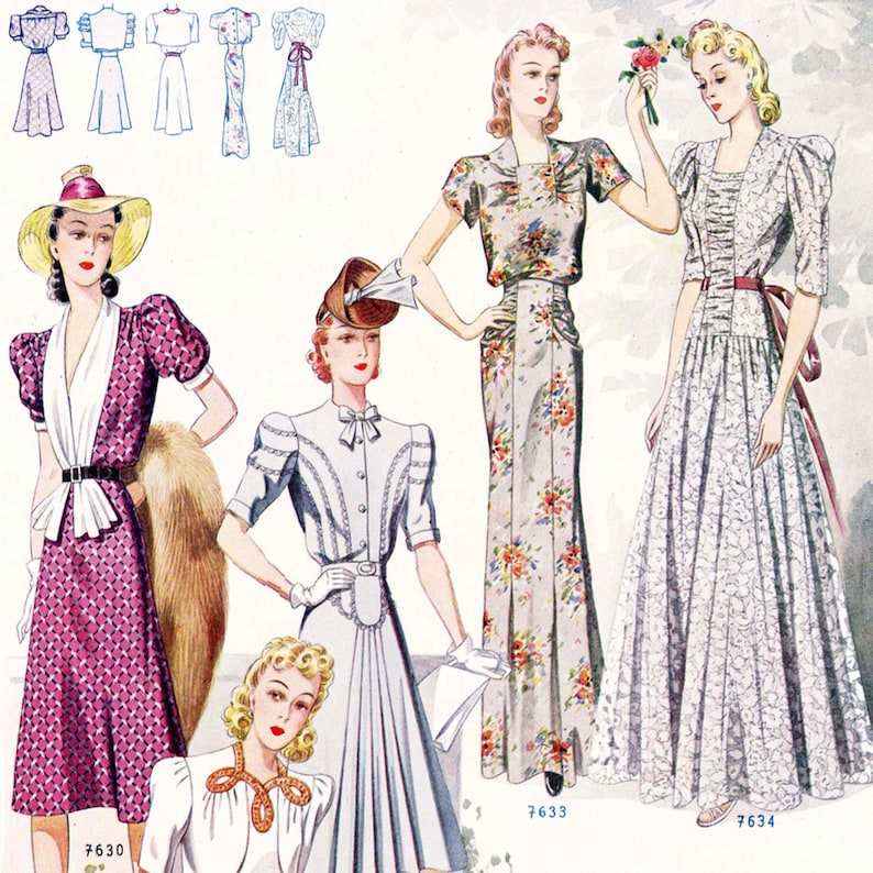 1940s French fashion catalog • Summer 1941 "Iris" • PDF instant download image 1