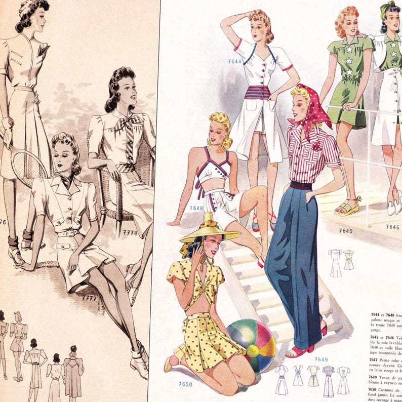 1940s French fashion catalog • Summer 1941 "Iris" • PDF instant download image 4