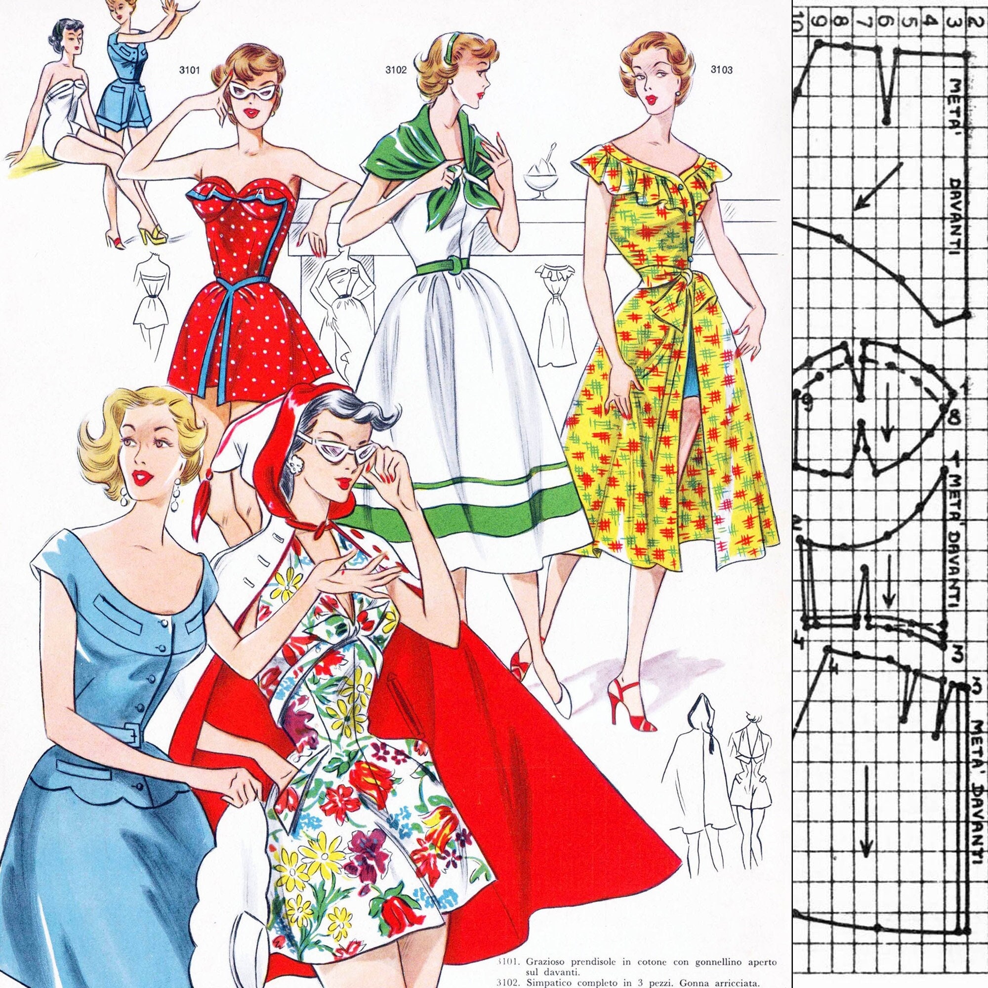 Vintage 50s Sewing Pattern System • Summer 1953 • PDF Instant Download ...