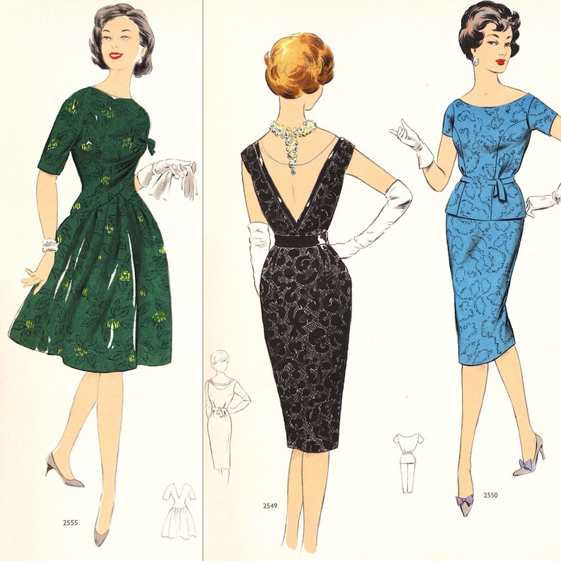 Système de création de patrons de couture hiver 1962 • 54 tenues vintage • Téléchargement instantané au format PDF image 4