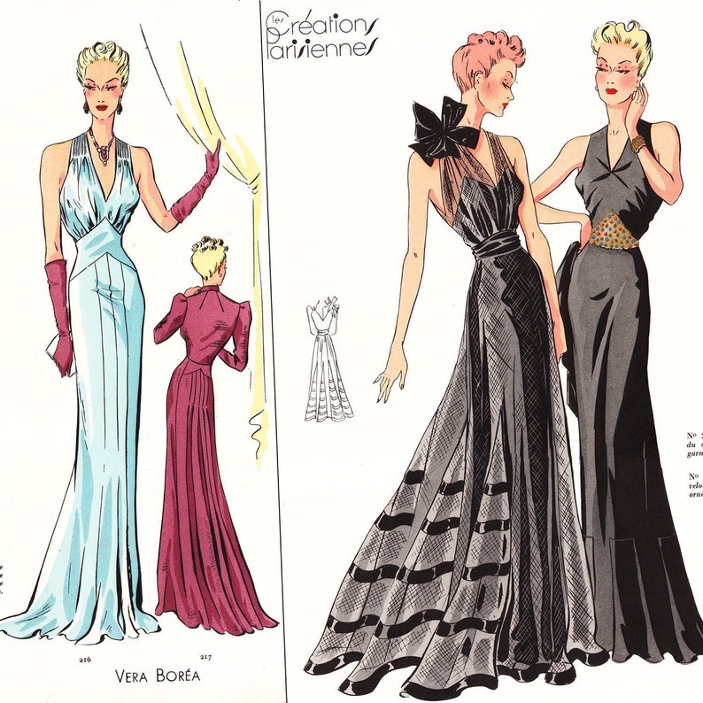 PDF of 30s haute couture designer vintage fashion catalog instant download Creations Parisiennes Winter 1938 image 1
