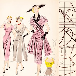 Vintage 50s sewing pattern system • Summer 1952 • PDF instant download