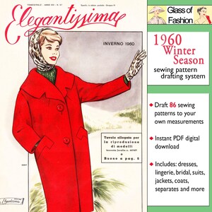 60er Jahre Schnittmuster Zeichenbrett • Winter 1960 • 86 vintage Outfits • PDF Sofort-Download Bild 9