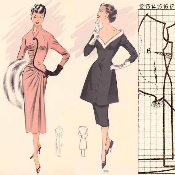 Winter 1957 sewing pattern system • 50s vintage fashions • PDF instant download