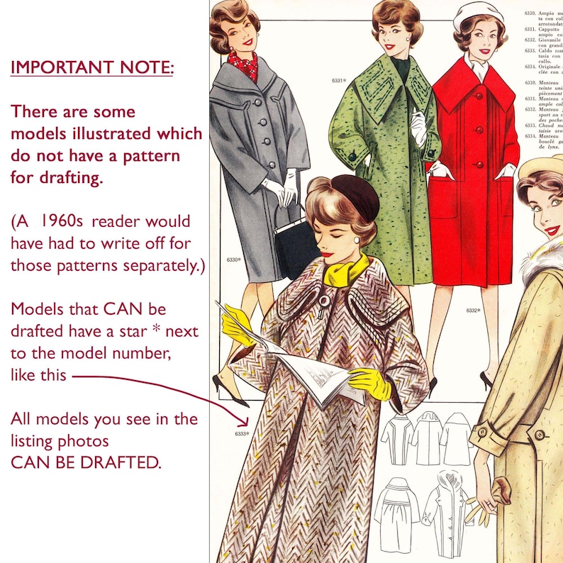 60er Jahre Schnittmuster Zeichenbrett • Winter 1960 • 86 vintage Outfits • PDF Sofort-Download Bild 6