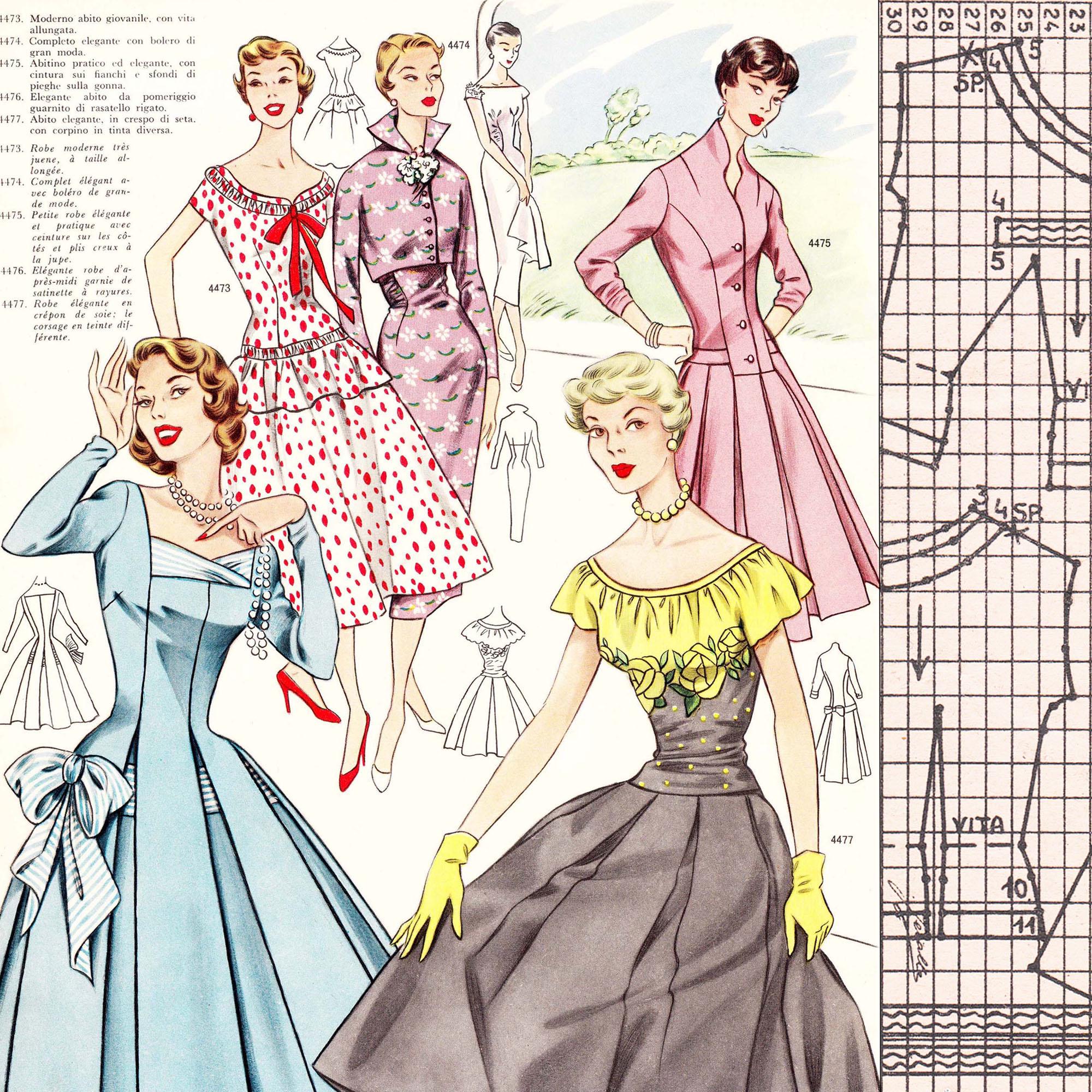 Vintage 50s Sewing Pattern System • Spring/summer 1956 • PDF Instant ...