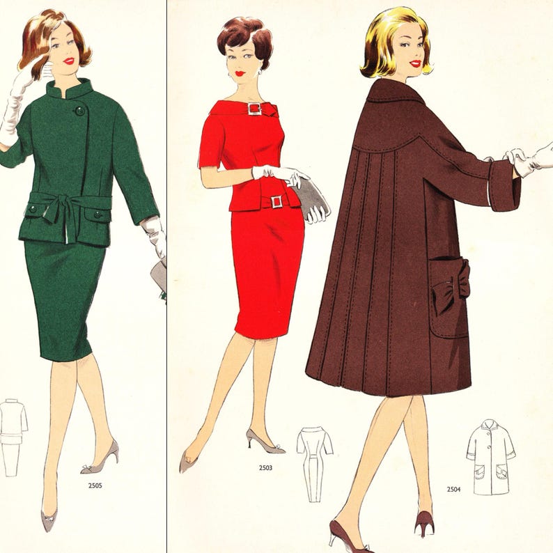 Système de création de patrons de couture hiver 1962 • 54 tenues vintage • Téléchargement instantané au format PDF image 7