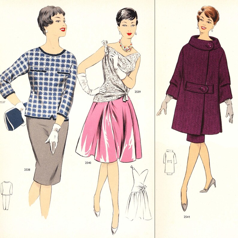 Système de création de patrons de couture hiver 1962 • 54 tenues vintage • Téléchargement instantané au format PDF image 2