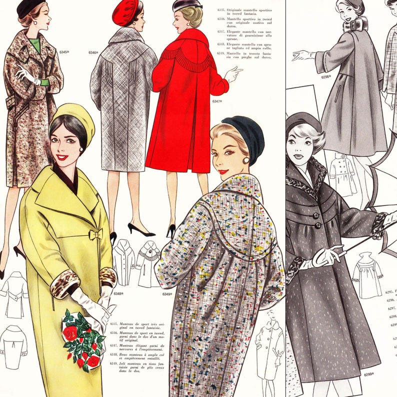 60er Jahre Schnittmuster Zeichenbrett • Winter 1960 • 86 vintage Outfits • PDF Sofort-Download Bild 7