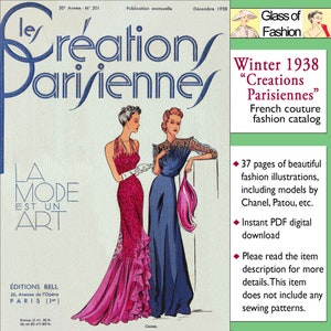 PDF of 30s haute couture designer vintage fashion catalog instant download Creations Parisiennes Winter 1938 image 6