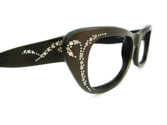 Vintage 70s Rectangle Cat Eye Glasses Eyeglasses … - image 1