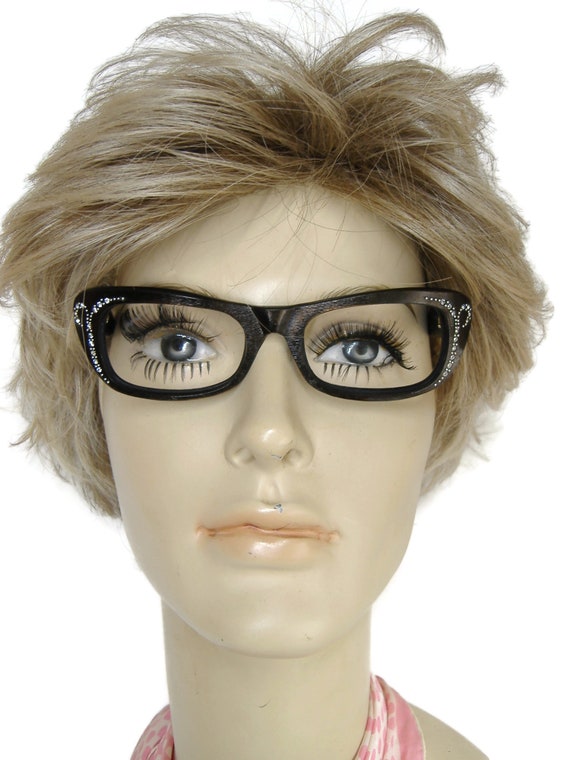 Vintage 70s Rectangle Cat Eye Glasses Eyeglasses … - image 6