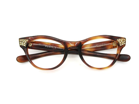 Vintage Tortoise Rhinestone Cat eye Glasses Eyegl… - image 5