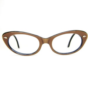 Vintage 50s Satin Brown Cat Eye Eyeglasses Sunglasses Frame Germany