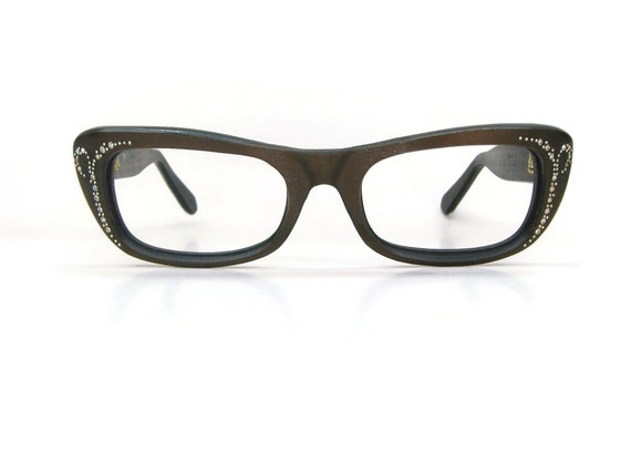 Vintage 70s Rectangle Cat Eye Glasses Eyeglasses … - image 5