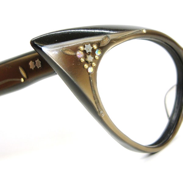 Vintage Winged Cat Eye Glasses Eyeglasses or Sunglasses France Frame