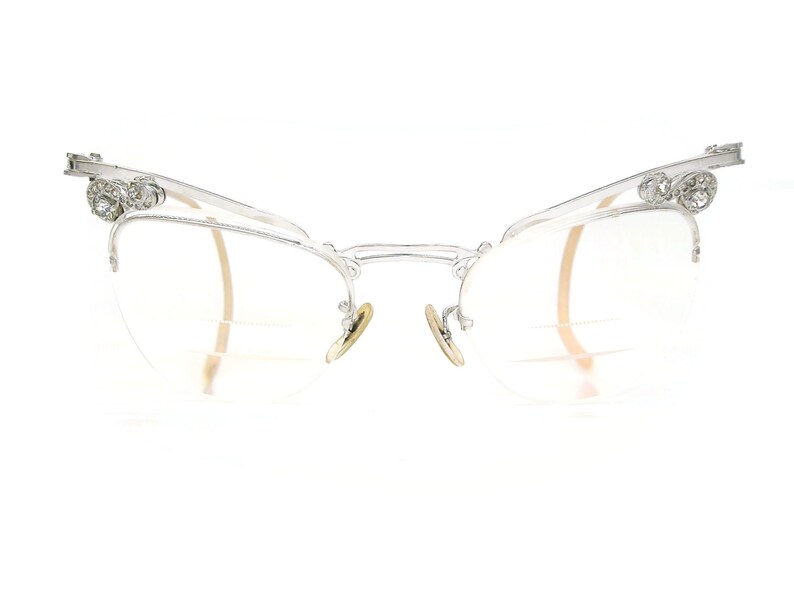 Vintage shops B&L Cat Eye Eyeglasses Frame with Decorative Jeweled Accents 12k GF