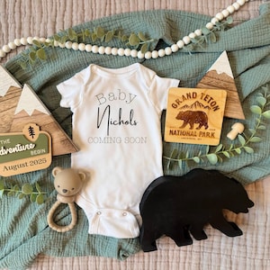 Grand Teton National Park Schwangerschaftsmitteilung | Baby kommt bald | Digitale Schwangerschaft zeigen | Personalisierbare Babymitteilung