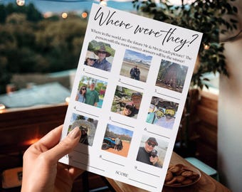 Where Were They Bridal Shower Game, Engagement Party Games, Couples Shower Games, Wedding Table Game, Wedding Activities, Game Template